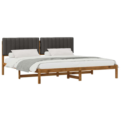 Bed Frame with Upholstered Headboard Natural and Dark Grey