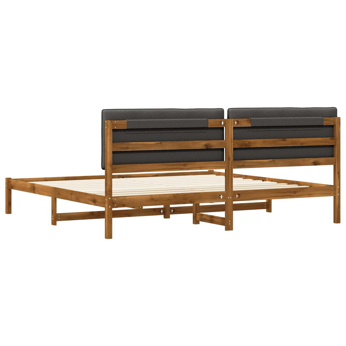 Bed Frame with Upholstered Headboard Natural and Dark Grey