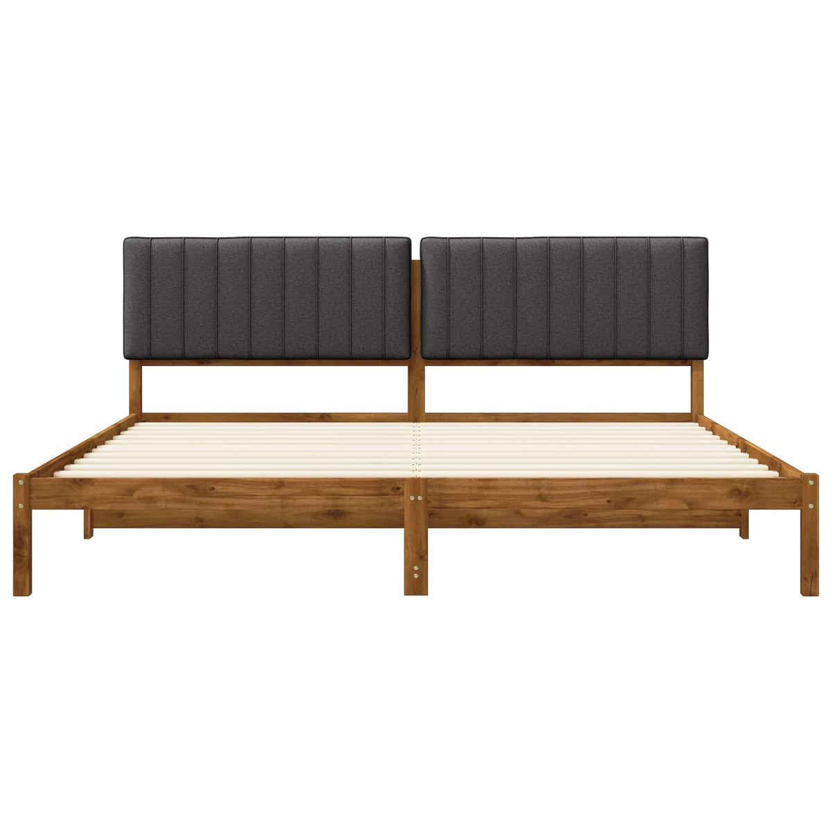 Bed Frame with Upholstered Headboard Natural and Dark Grey