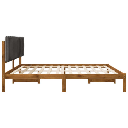 Bed Frame with Upholstered Headboard Natural and Dark Grey