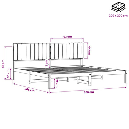 Bed Frame with Upholstered Headboard Natural and Dark Grey