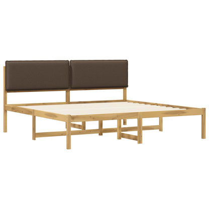 Bed Frame with Upholstered Headboard Whitewash and Taupe