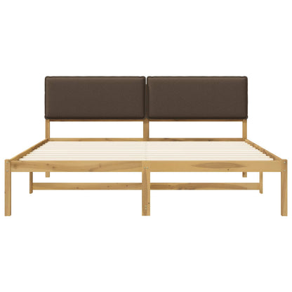 Bed Frame with Upholstered Headboard Whitewash and Taupe