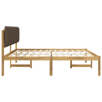 Bed Frame with Upholstered Headboard Whitewash and Taupe