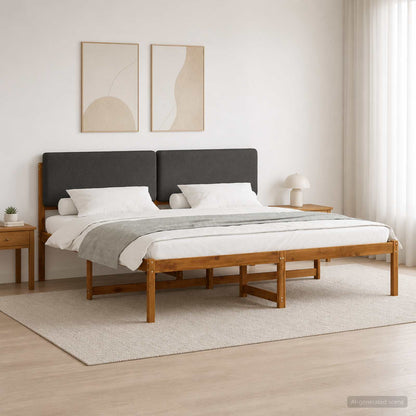 Bed Frame with Upholstered Headboard Natural and Dark Grey