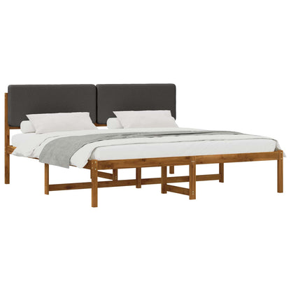 Bed Frame with Upholstered Headboard Natural and Dark Grey