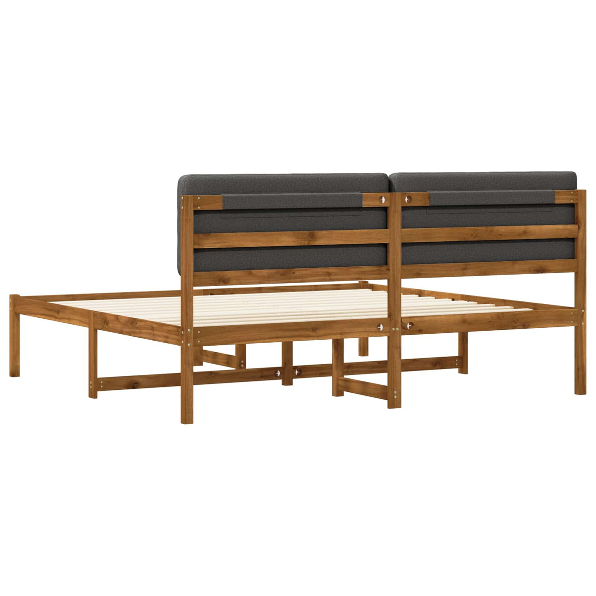 Bed Frame with Upholstered Headboard Natural and Dark Grey