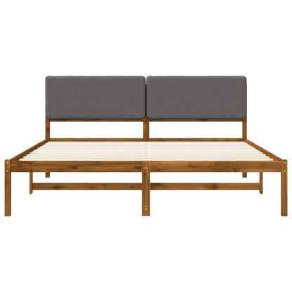Bed Frame with Upholstered Headboard Natural and Light Grey
