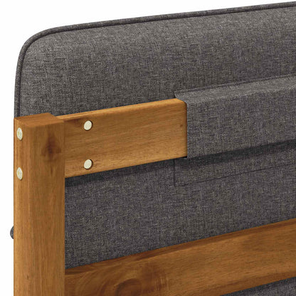 Bed Frame with Upholstered Headboard Natural and Light Grey