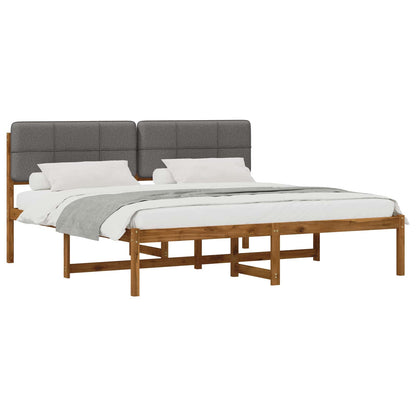Bed Frame with Upholstered Headboard Natural and Light Grey
