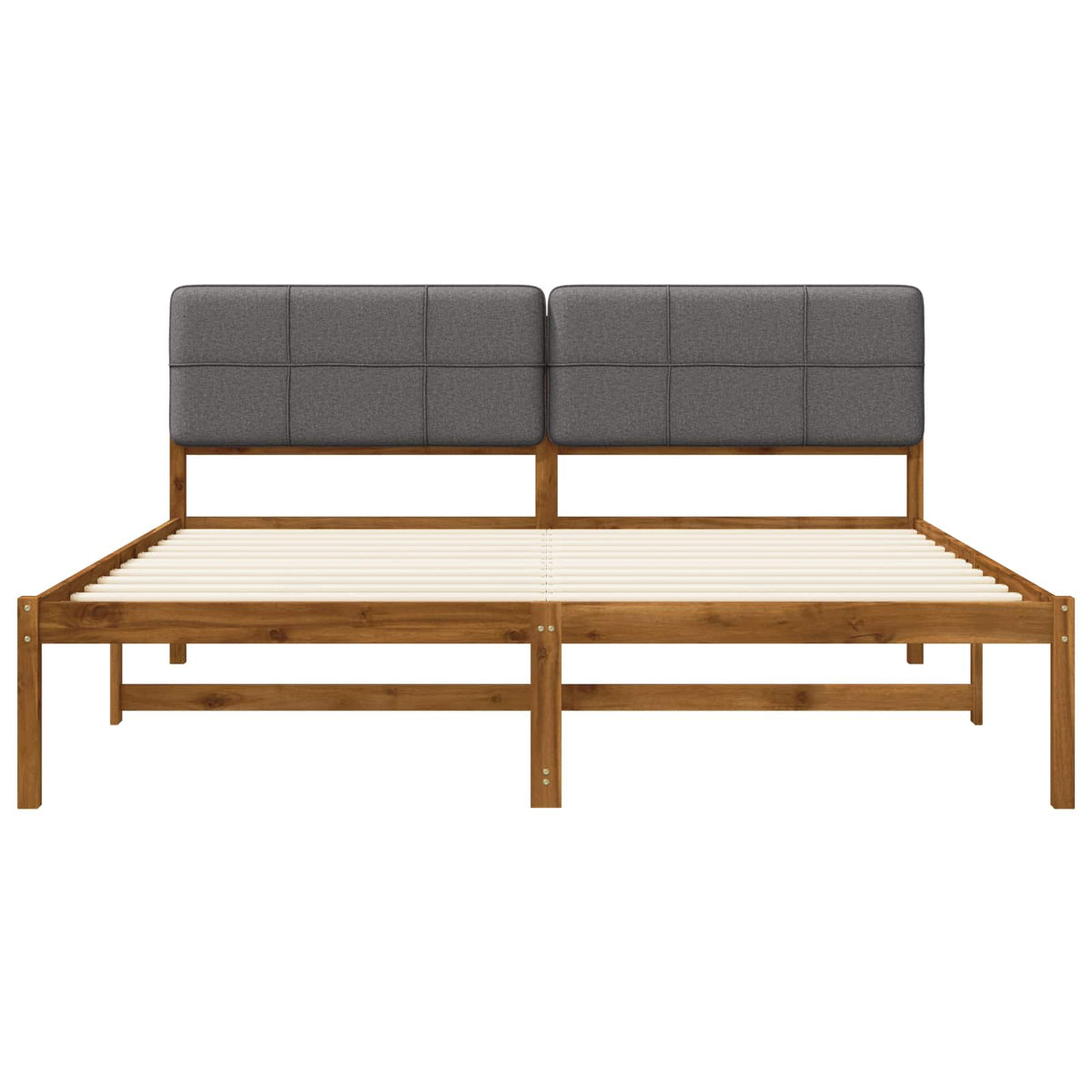 Bed Frame with Upholstered Headboard Natural and Light Grey