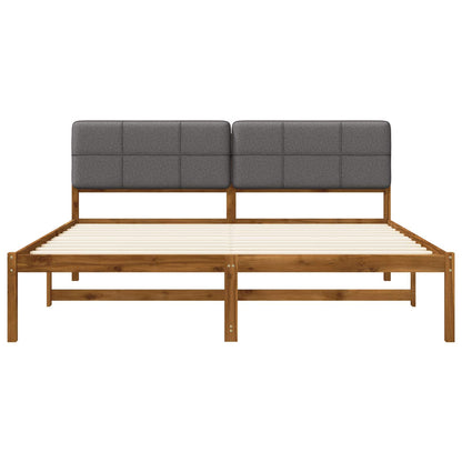 Bed Frame with Upholstered Headboard Natural and Light Grey