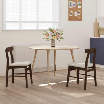 Dining Chair 2 pcs Dark Brown and Light Solid Rubber Wood