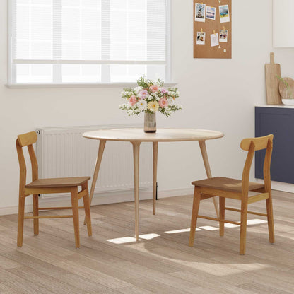 Dining Chair 2 pcs Natural 43 x 44.5 x 77 cm Solid Rubber Wood