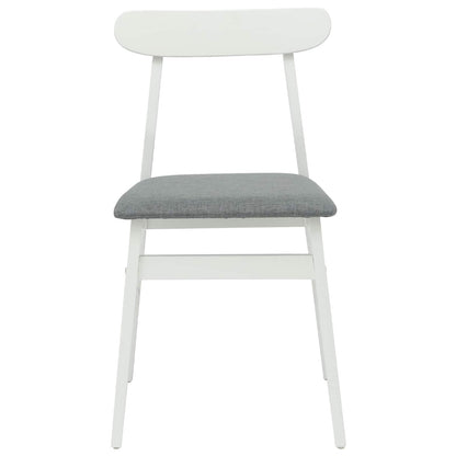 Dining Chair 2 pcs White and Grey Solid Rubber Wood