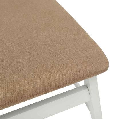 Dining Chair 2 pcs White and Brown Solid Rubber Wood