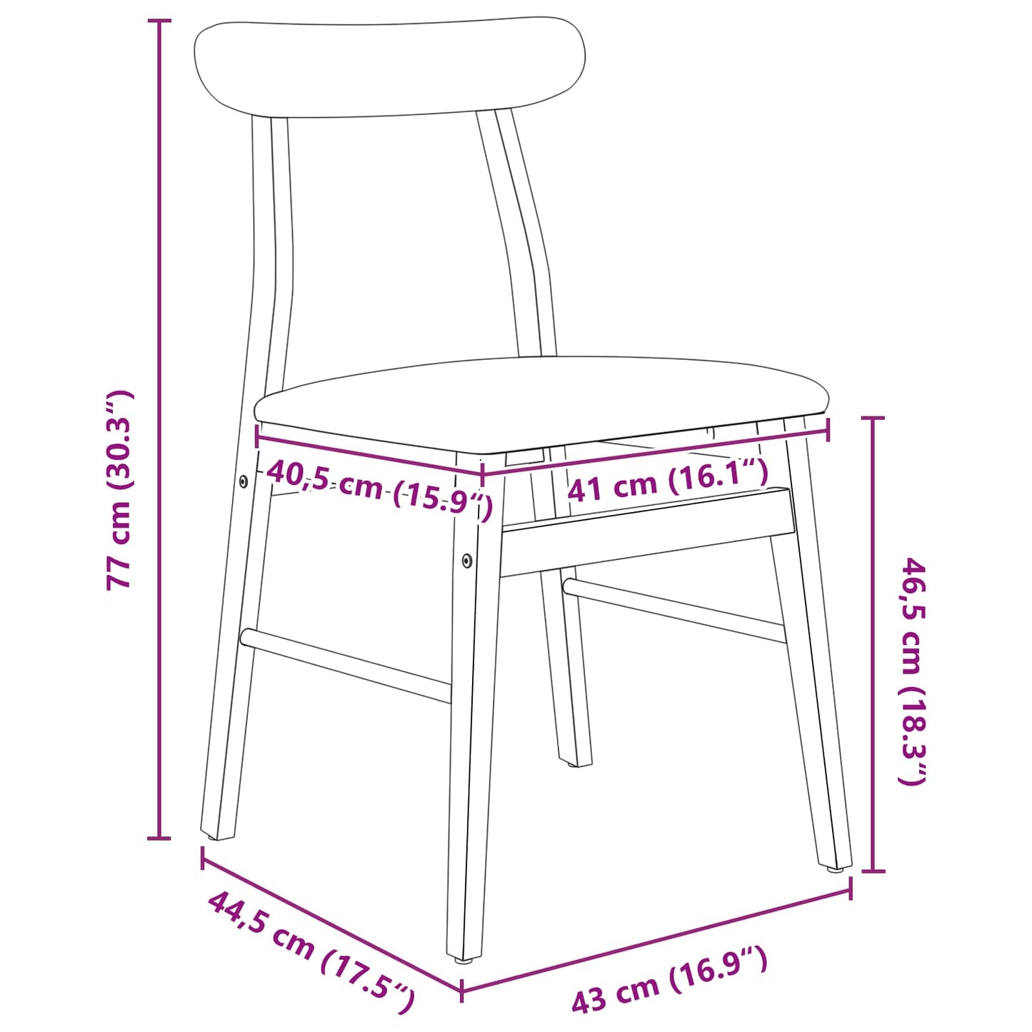 Dining Chair 2 pcs White and Brown Solid Rubber Wood