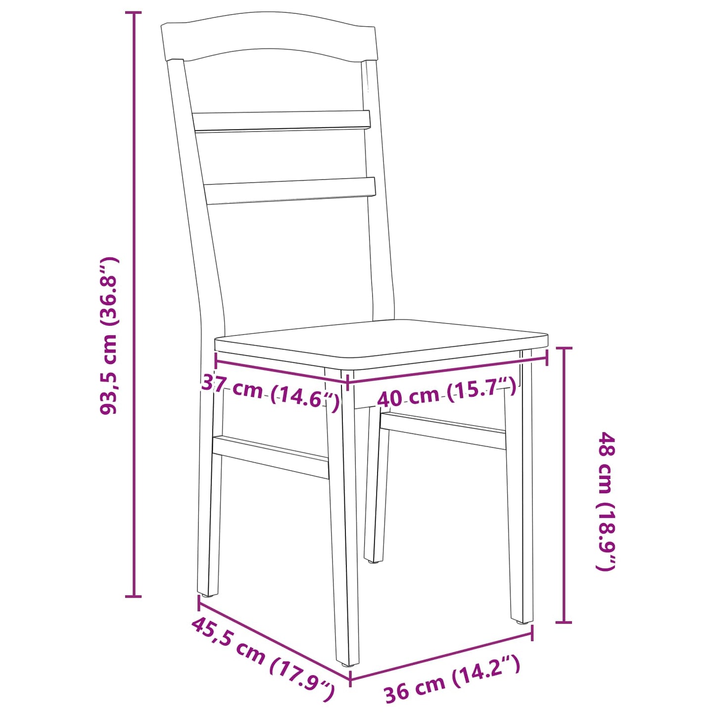Dining Chair 2 pcs Natural Solid Rubber Wood
