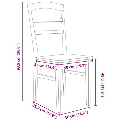 Dining Chair 2 pcs White and Natural Solid Rubber Wood