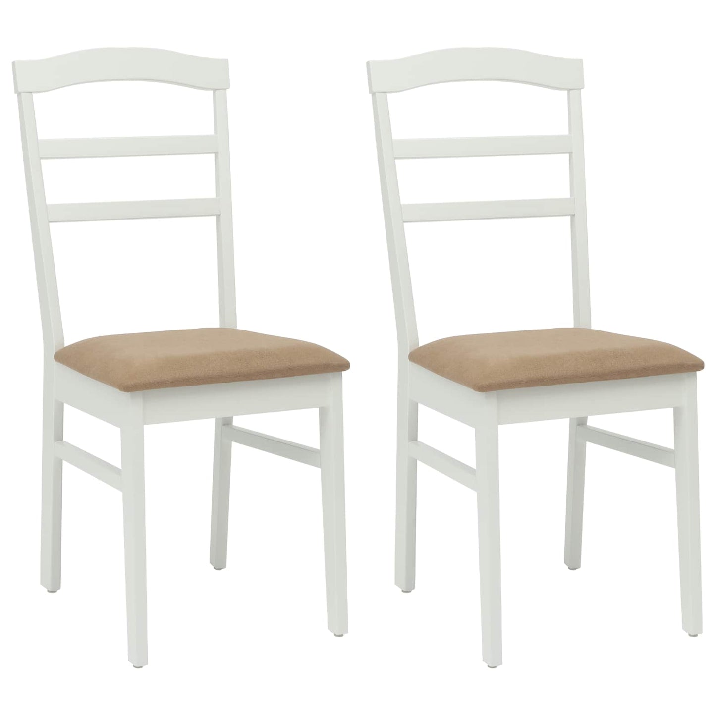 Dining Chair 2 pcs White and Brown Solid Rubber Wood