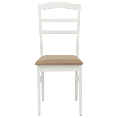 Dining Chair 2 pcs White and Brown Solid Rubber Wood