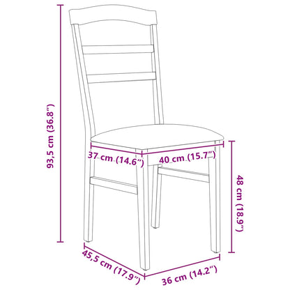 Dining Chair 2 pcs White and Brown Solid Rubber Wood