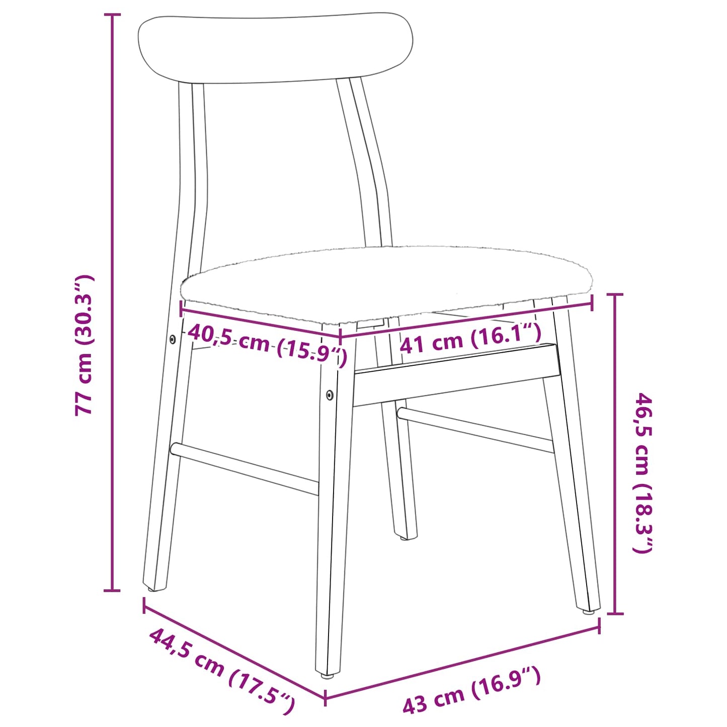 Dining Chair 2 pcs Natural and Light Solid Rubber Wood
