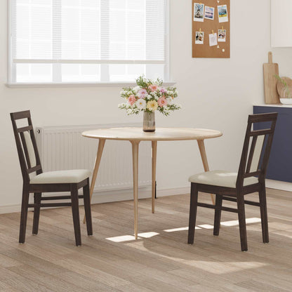 Dining Chair 2 pcs Light Brown and Light Solid Rubber Wood