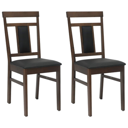 Dining Chair 2 pcs Light Brown and Black Solid Rubber Wood