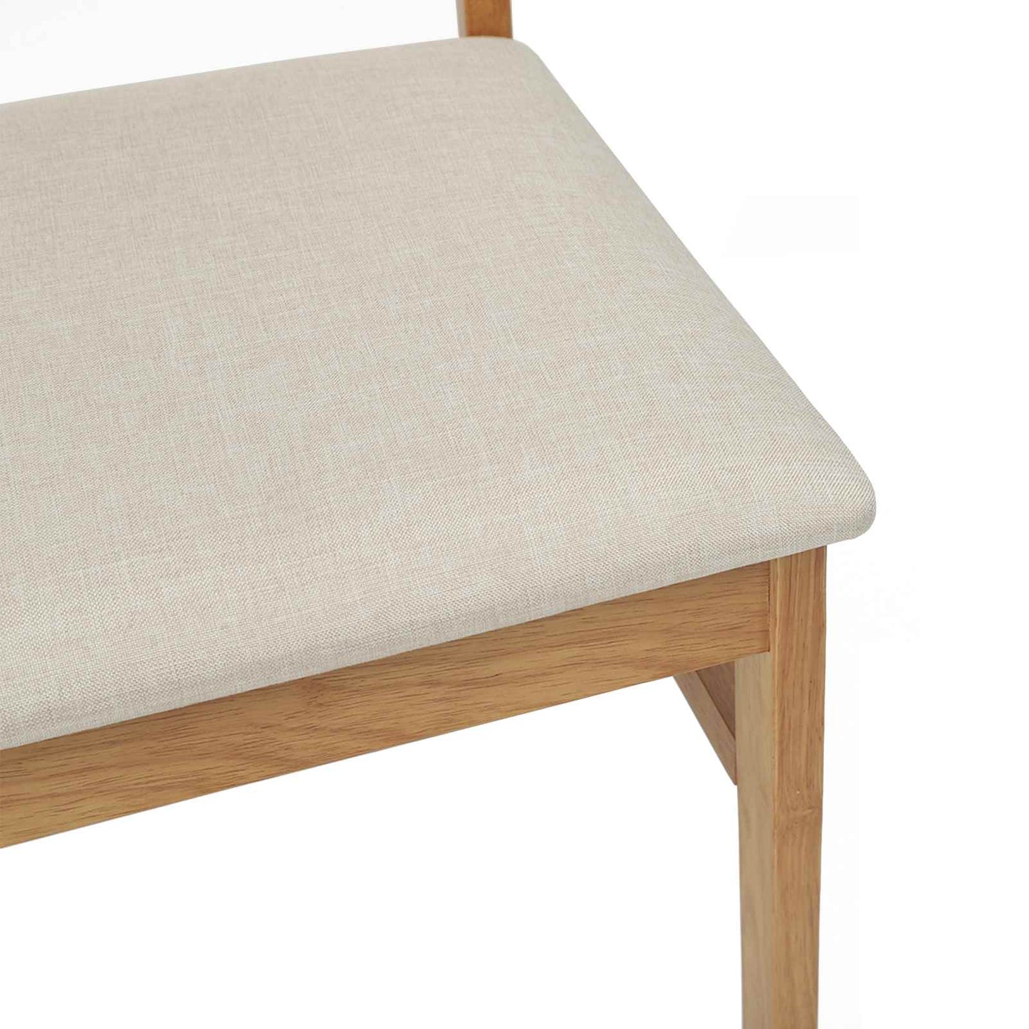 Dining Chair 2 pcs Natural and Light Solid Rubber Wood