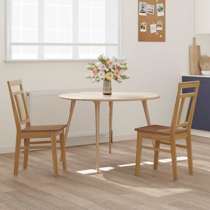 Dining Chair 2 pcs Natural Solid Rubber Wood