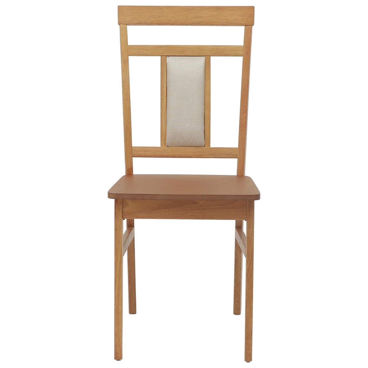 Dining Chair 2 pcs Natural Solid Rubber Wood