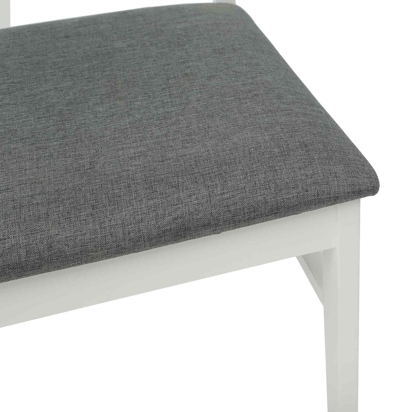 Dining Chair 2 pcs White and Grey Solid Rubber Wood