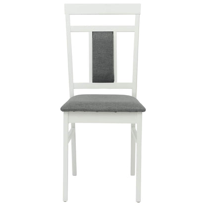 Dining Chair 2 pcs White and Grey Solid Rubber Wood