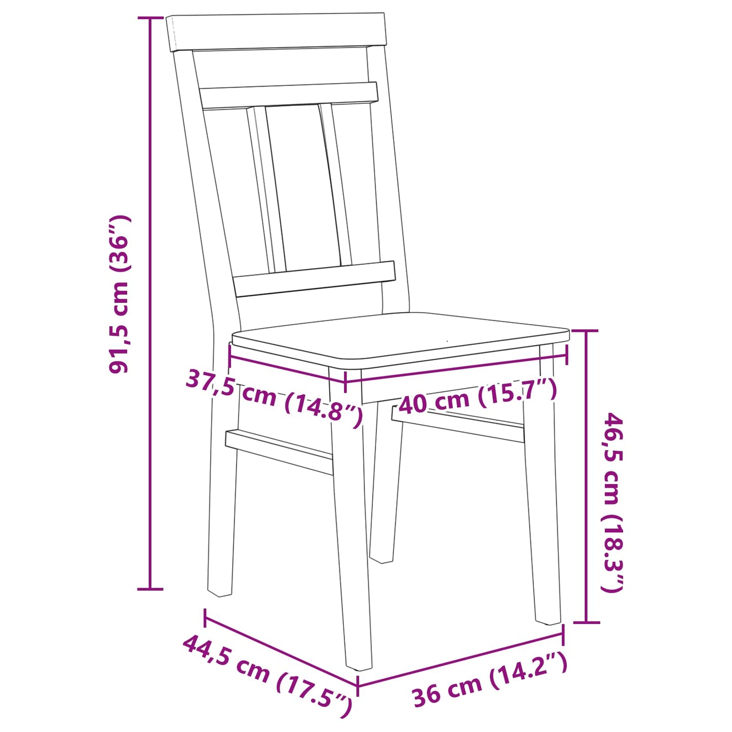 Dining Chair 2 pcs White Solid Rubber Wood