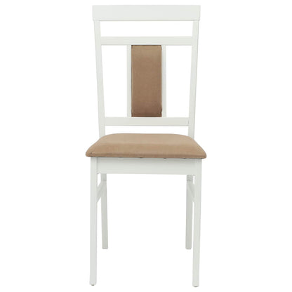Dining Chair 2 pcs White and Brown Solid Rubber Wood