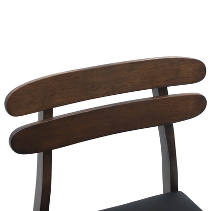 Dining Chair 2 pcs Light Brown and Black Solid Rubber Wood