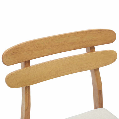 Dining Chair 2 pcs Natural and Light Solid Rubber Wood