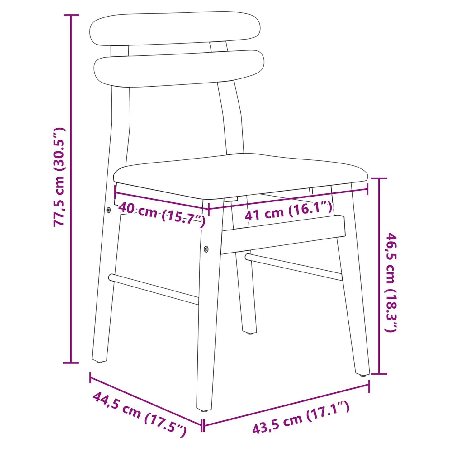 Dining Chair 2 pcs Natural and Light Solid Rubber Wood