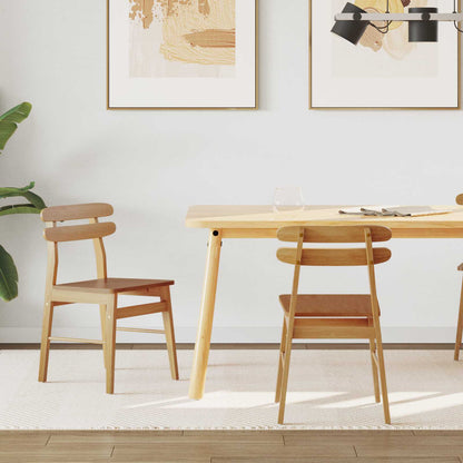Dining Chair 2 pcs Natural Solid Rubber Wood