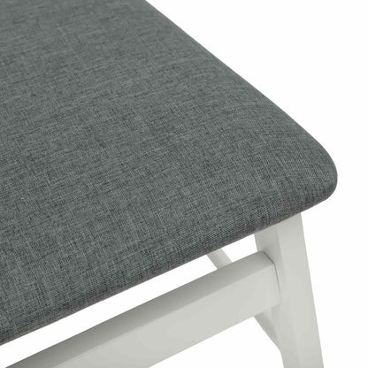 Dining Chair 2 pcs White and Grey Solid Rubber Wood