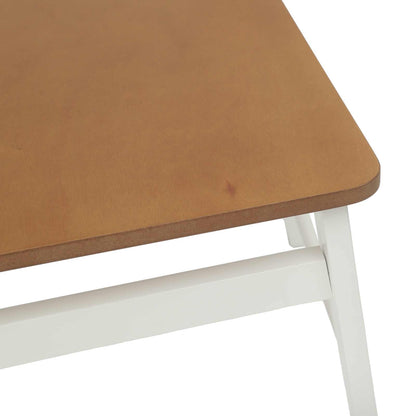 Dining Chair 2 pcs White and Natural Solid Rubber Wood