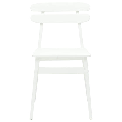 Dining Chair 2 pcs White Solid Rubber Wood