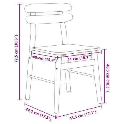 Dining Chair 2 pcs White Solid Rubber Wood