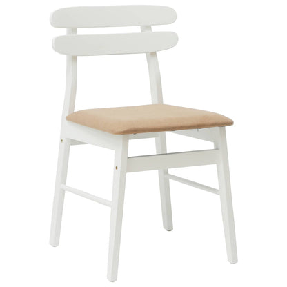 Dining Chair 2 pcs White and Brown Solid Rubber Wood
