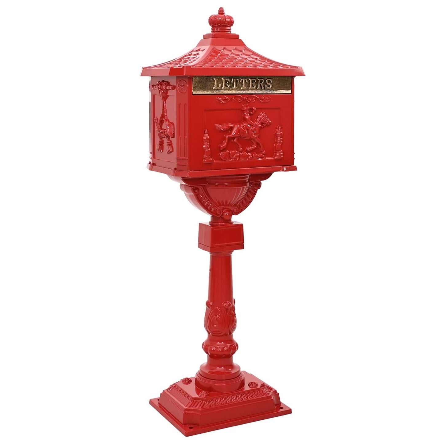 Standing Mailbox Red 42.5 x 29.5 x 117 cm Cast Aluminum