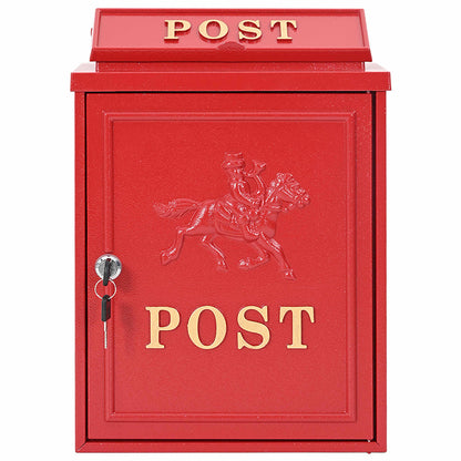 Wall Mounted Mailbox Red 29 x 13 x 41 cm Cast Aluminum
