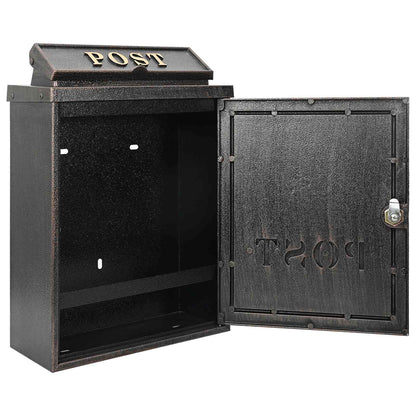 Wall Mounted Mailbox Bronze 29 x 13 x 41 cm Cast Aluminum