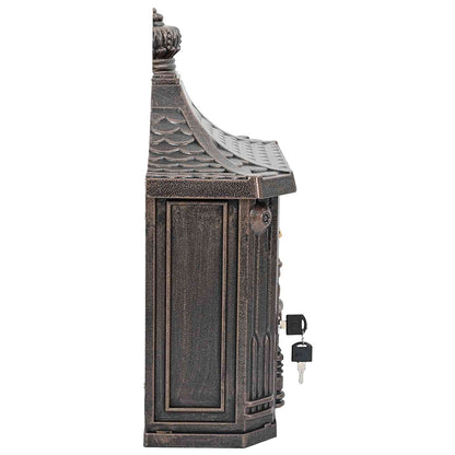 Wall Mounted Mailbox Bronze 40.5 x 16 x 45 cm Cast Aluminum
