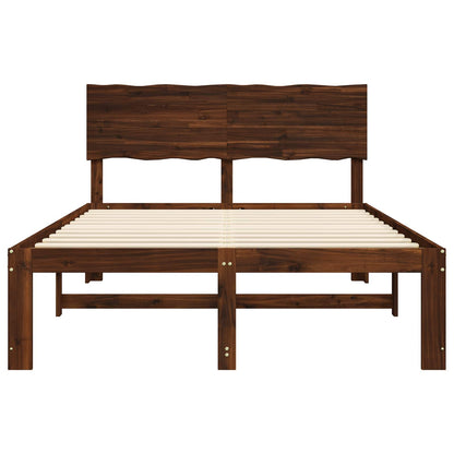 Double Bed Frame with Headboard ROSTOCK Dark Brown 135 x 190 cm